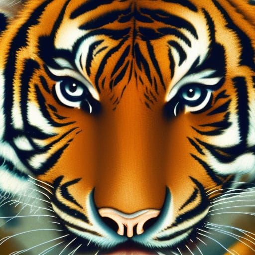 Striking Tiger Amidst Night Forest