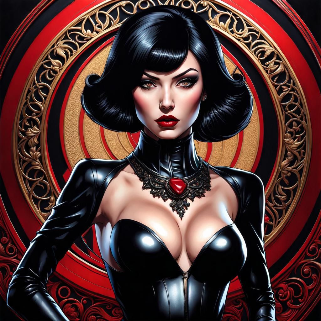 Gothic Art Nouveau Portrait of Confident Woman