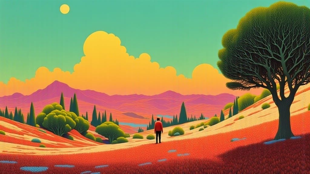 Italian Countryside Sunset Oil Painting