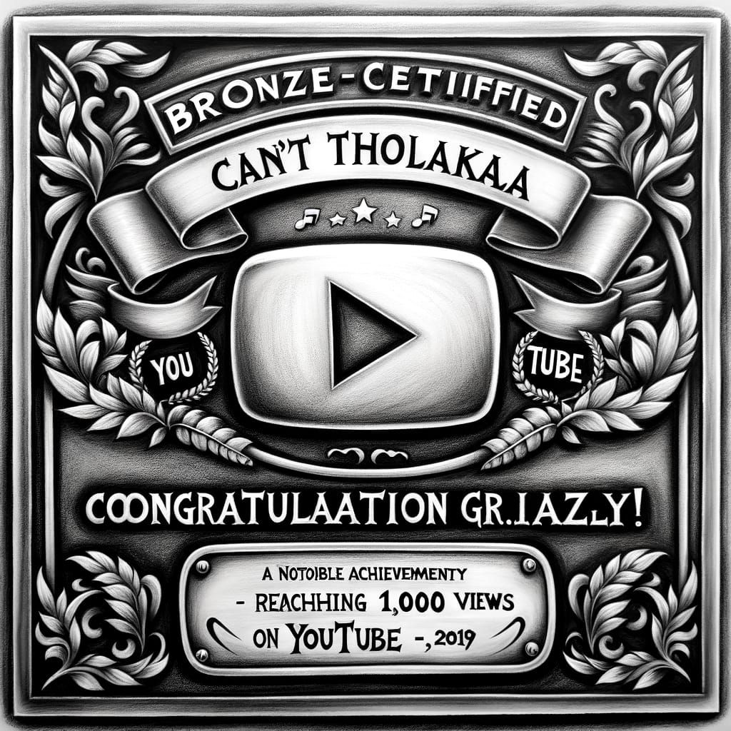 Bronze Certified Song Plaque in Charcoal Drawing