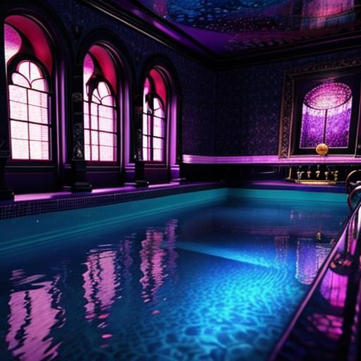 Psychedelic Roman Bath in Surreal 3D Rendering