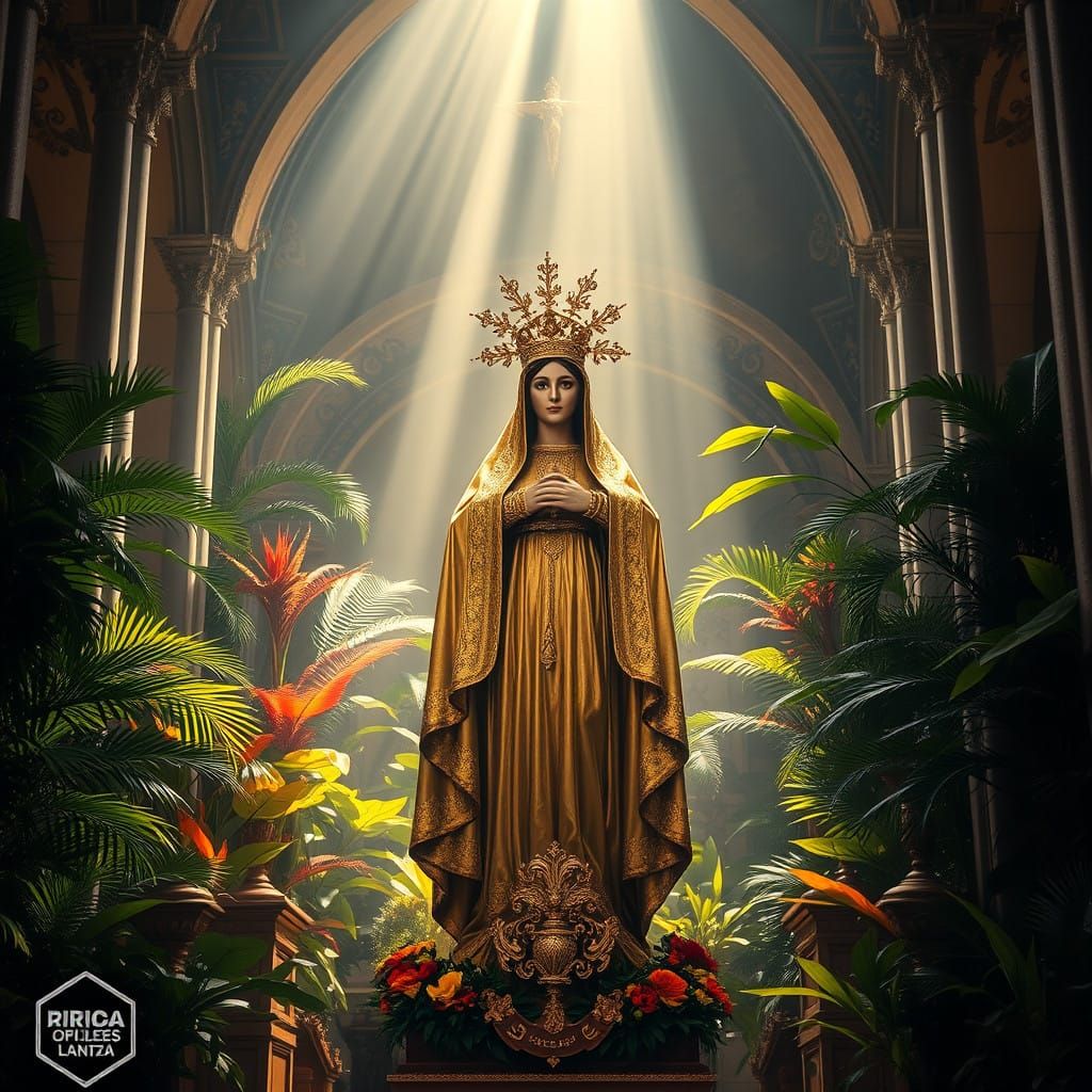 Baroque Virgin of Aparecida in Golden Regalia