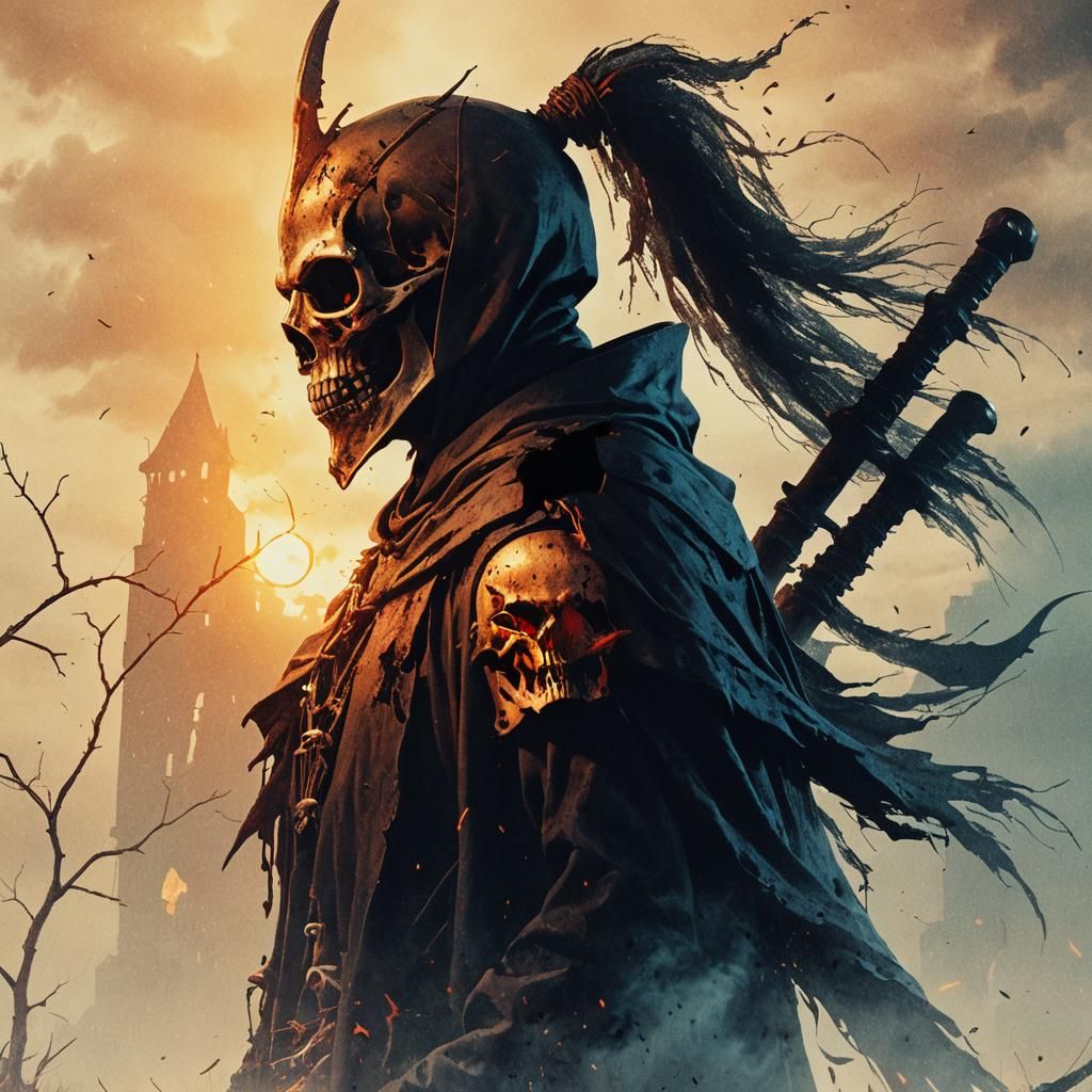 Grim Reaper Horror in Brutalist Style