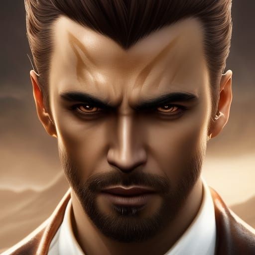 Handsome Vampire Portrait in Hyperdetailed Style
