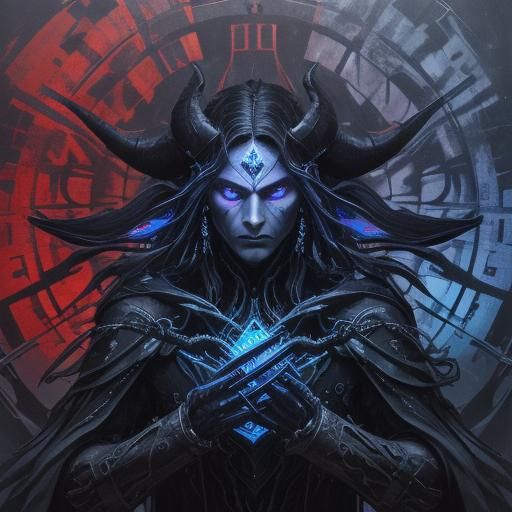 Dark Expressionist Arithmetician in Mystical Landscape