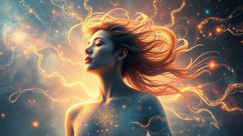 Ethereal Twin Souls Entwined in Cosmic Blueprint