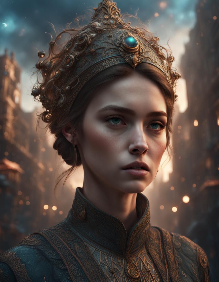 Dramatic Girl's Face in Digital Matte Painting