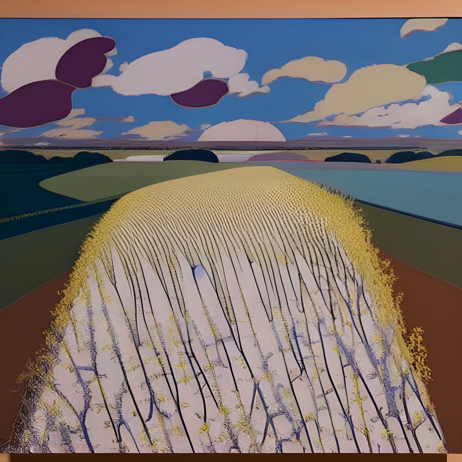 Colorful Coastal Plains Landscape as Impasto Painting