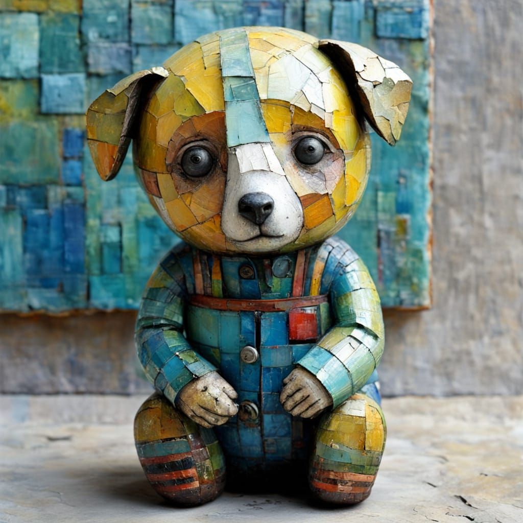 Textured Primitive Naive Encaustic Painting