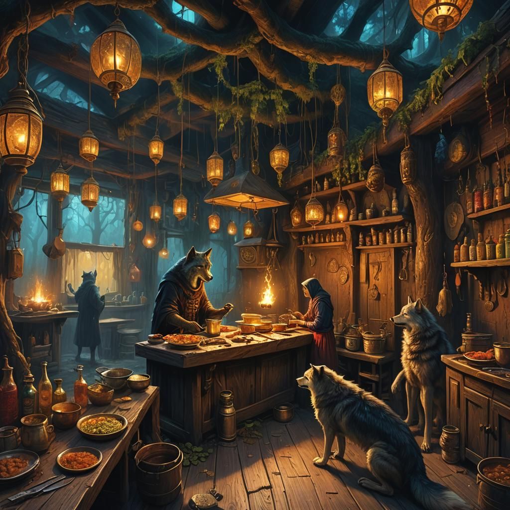 Mystical Forest Pub: Fantasy Concept Art