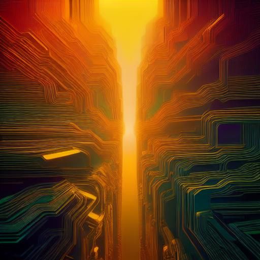 Complex Surreal Trainscape in Hyper-Realistic Digital Art