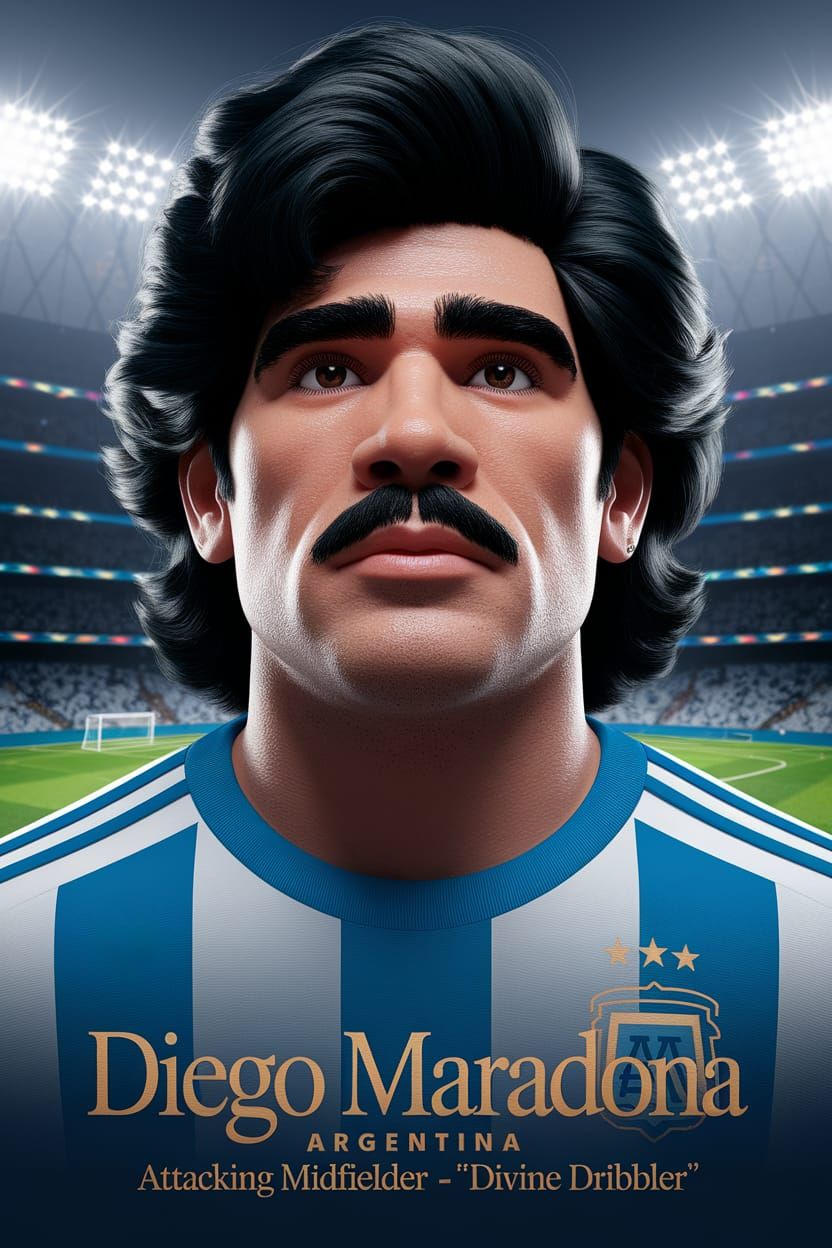 Diego Maradona: 3D Render of the Divine Dribbler