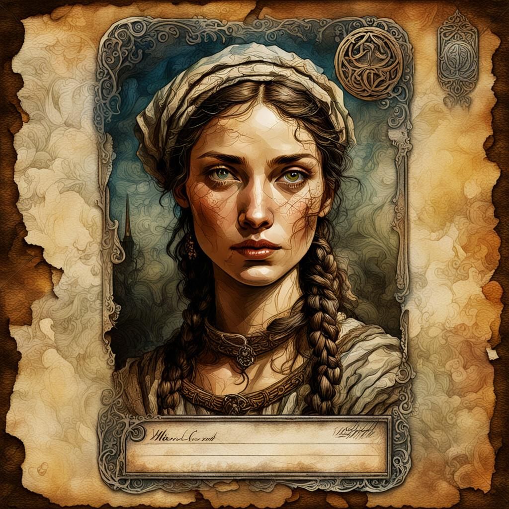 Whimsical Portrait of a 13th Century Peasant Woman in Fantas...