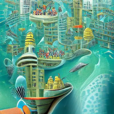 Wimmelbilder Illustration of Futuristic Atlantis City