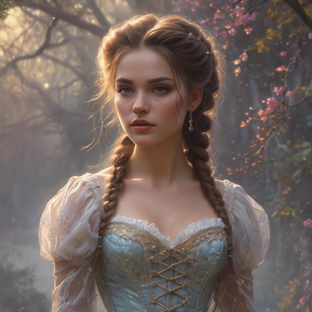 Ethereal Fantasy Woman in Regal Corsetry