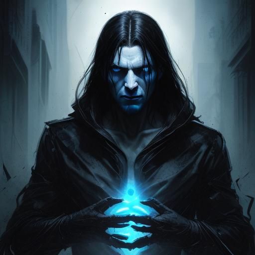 Sinister Pale Man with Blue Eyes: Gothic Portrait