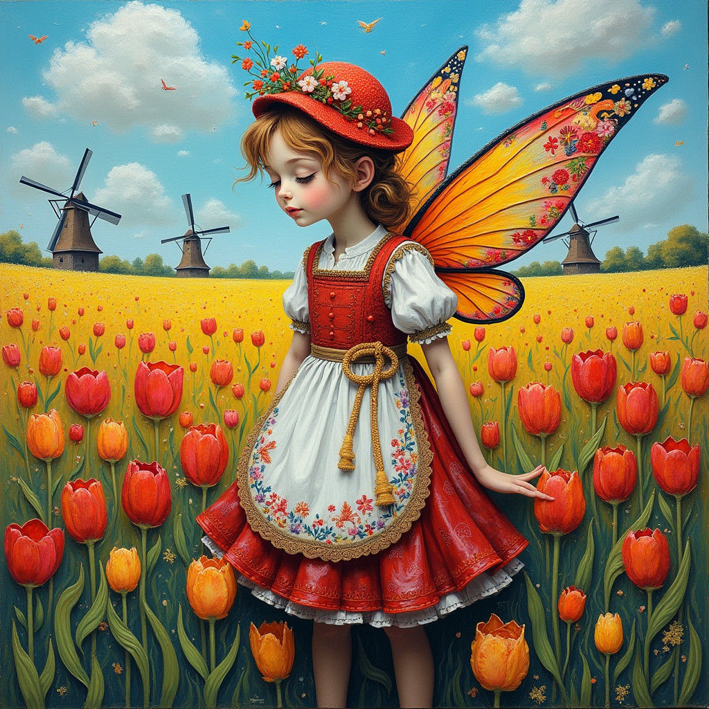 Netherlands Fairy in Neo-Impressionist Expressionist Style