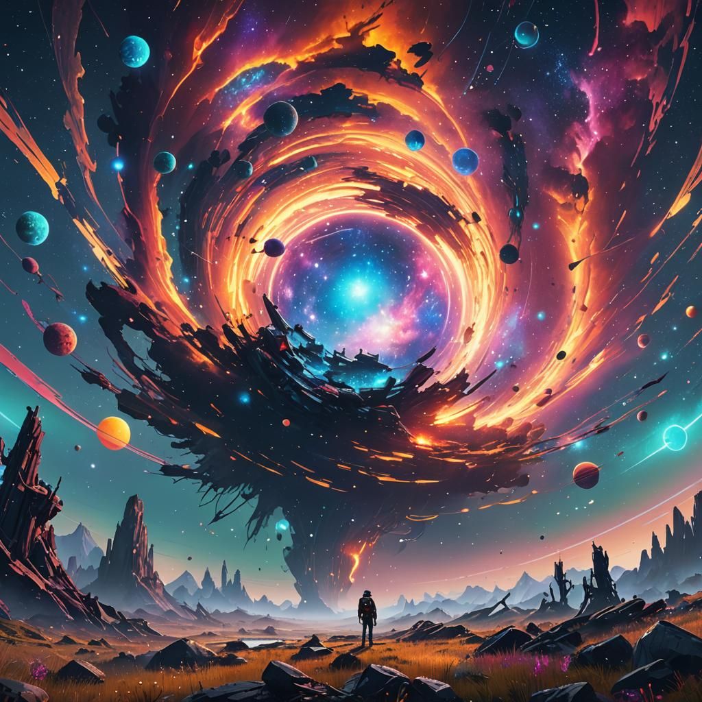 Mystical Cosmos: Swirling Galaxies in Ethereal Light