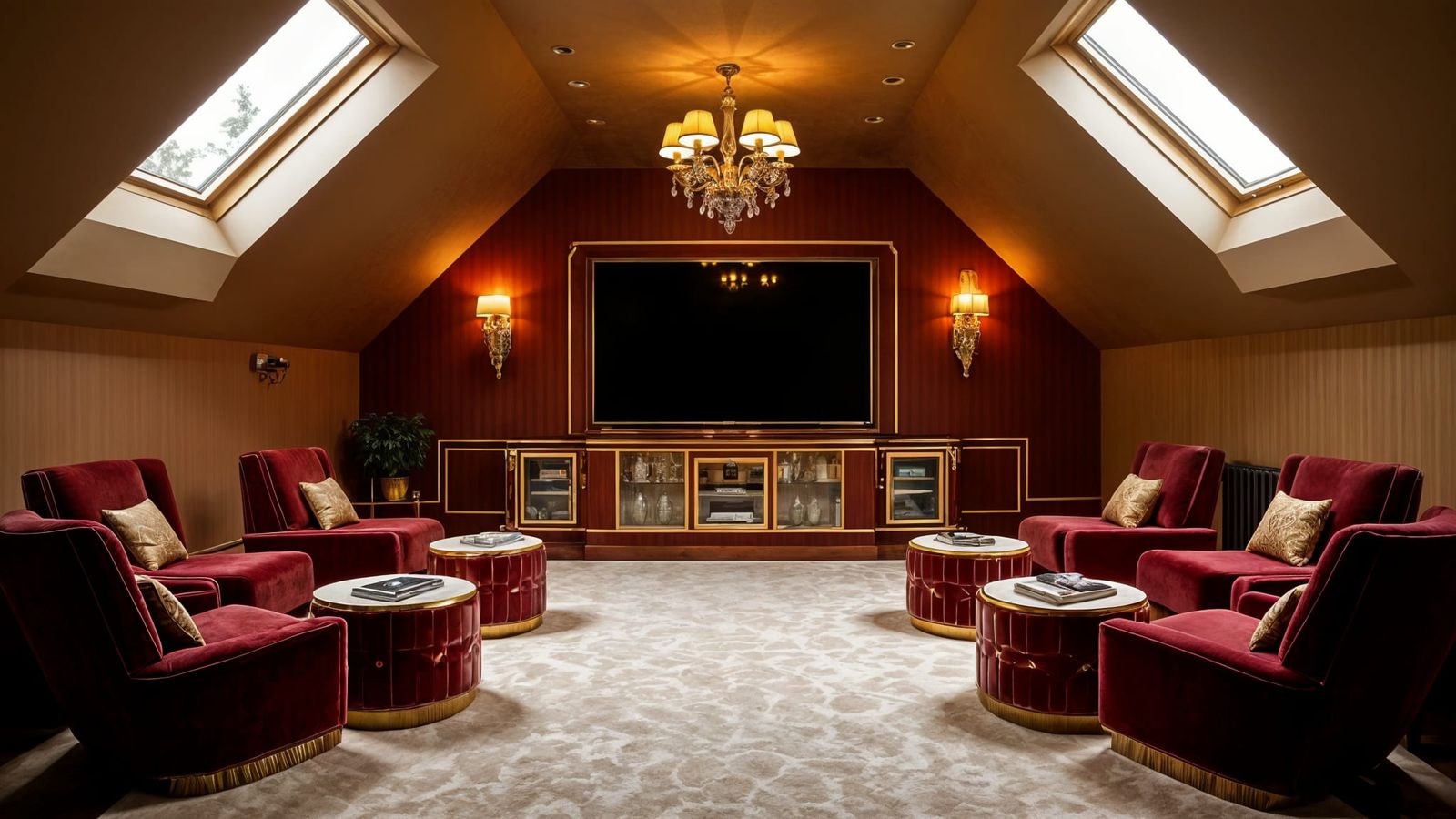 Art Deco Attic Home Cinema and Cocktail Lounge