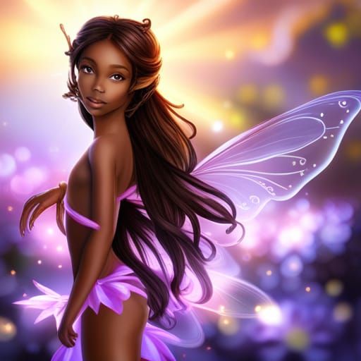Ethereal Black Fairy with Butterfly Wings