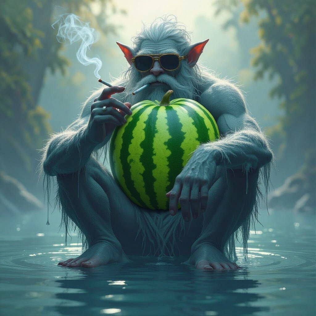 Imaginative Watermelon Character Smoking