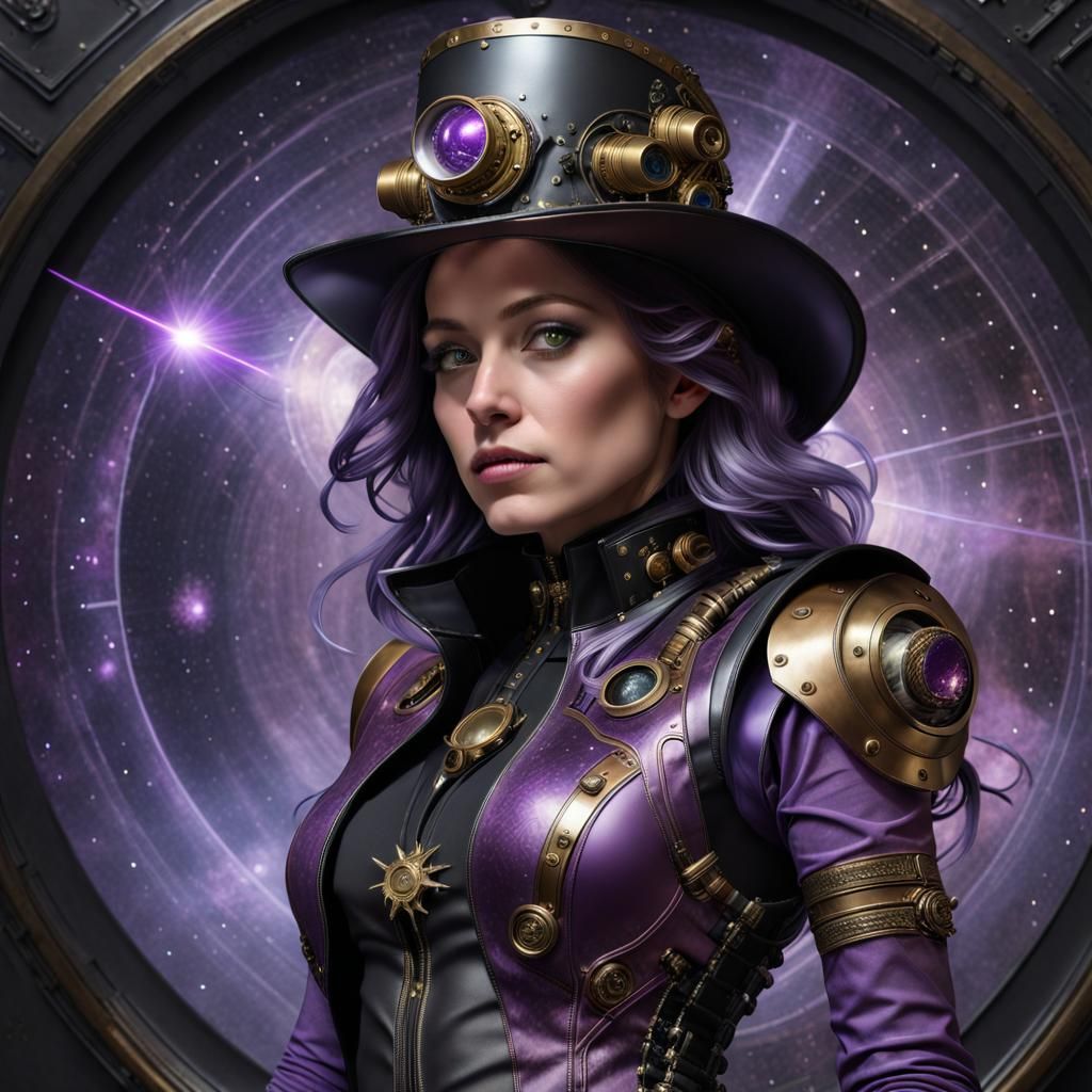 Steampunk Spacewoman in Outer Space