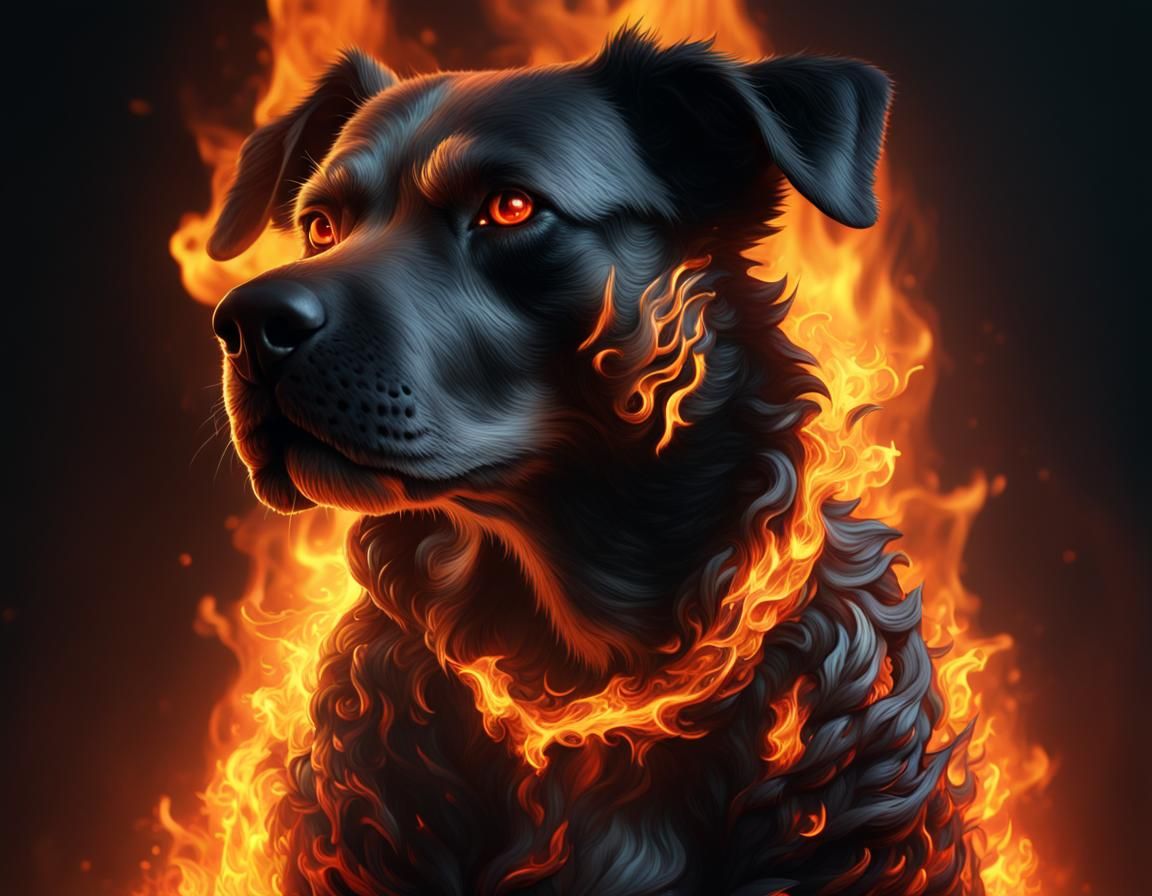 Fiery Dog Fantasy Concept Art