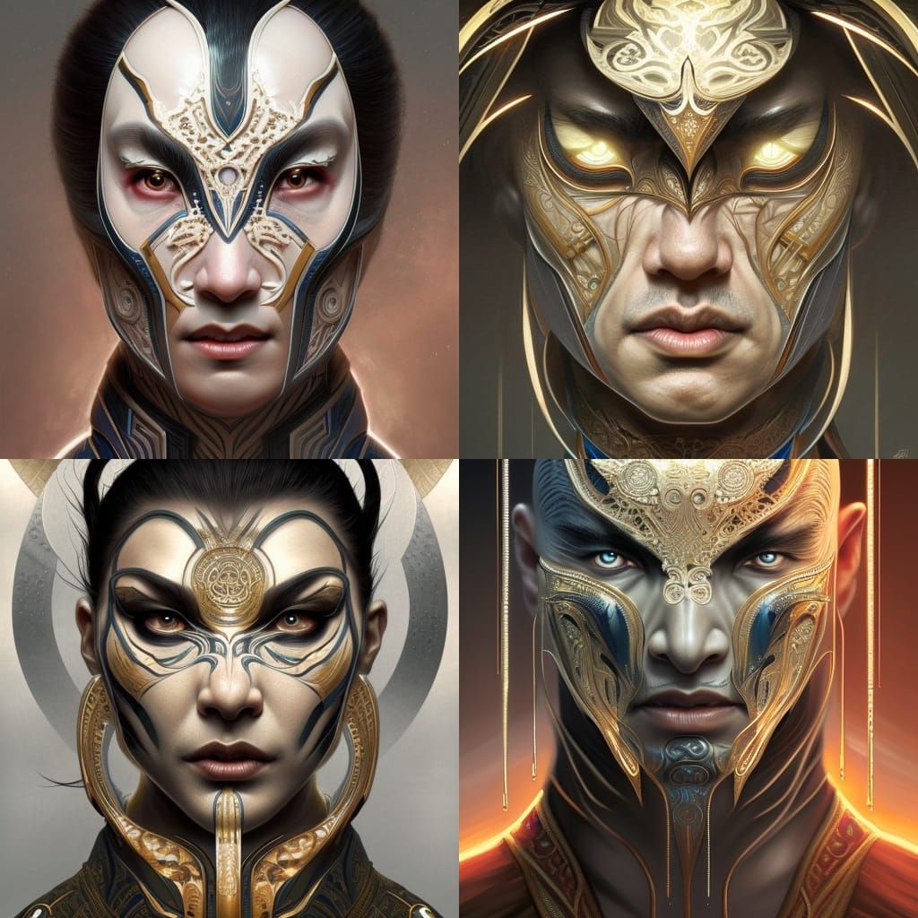 Shang Tsung Cybernetic Portrait in Art Nouveau Style