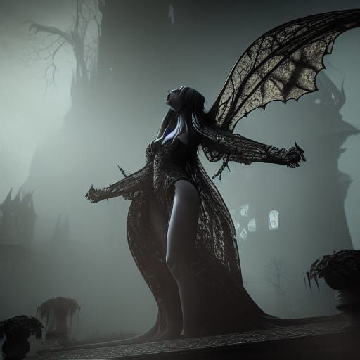 Vampire Goddess in Crypt: Hyperdetailed Fantasy Art