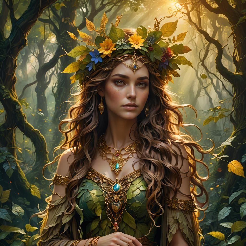 Goddess of Nature: Detailed Fantasy Art
