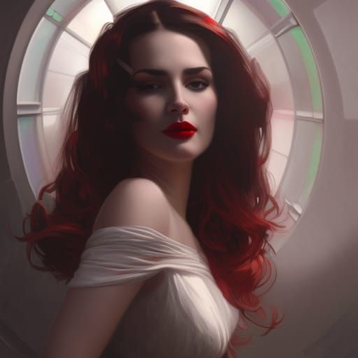 Film Noir Portrait of Lady in Iridescent Dress