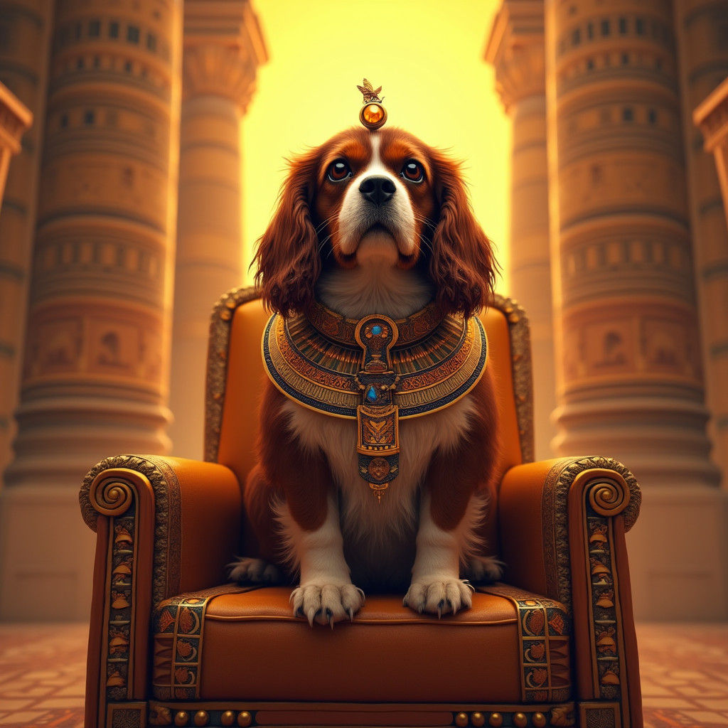 Cavalier King Charles spaniel as  a pharaoh of Egypt
