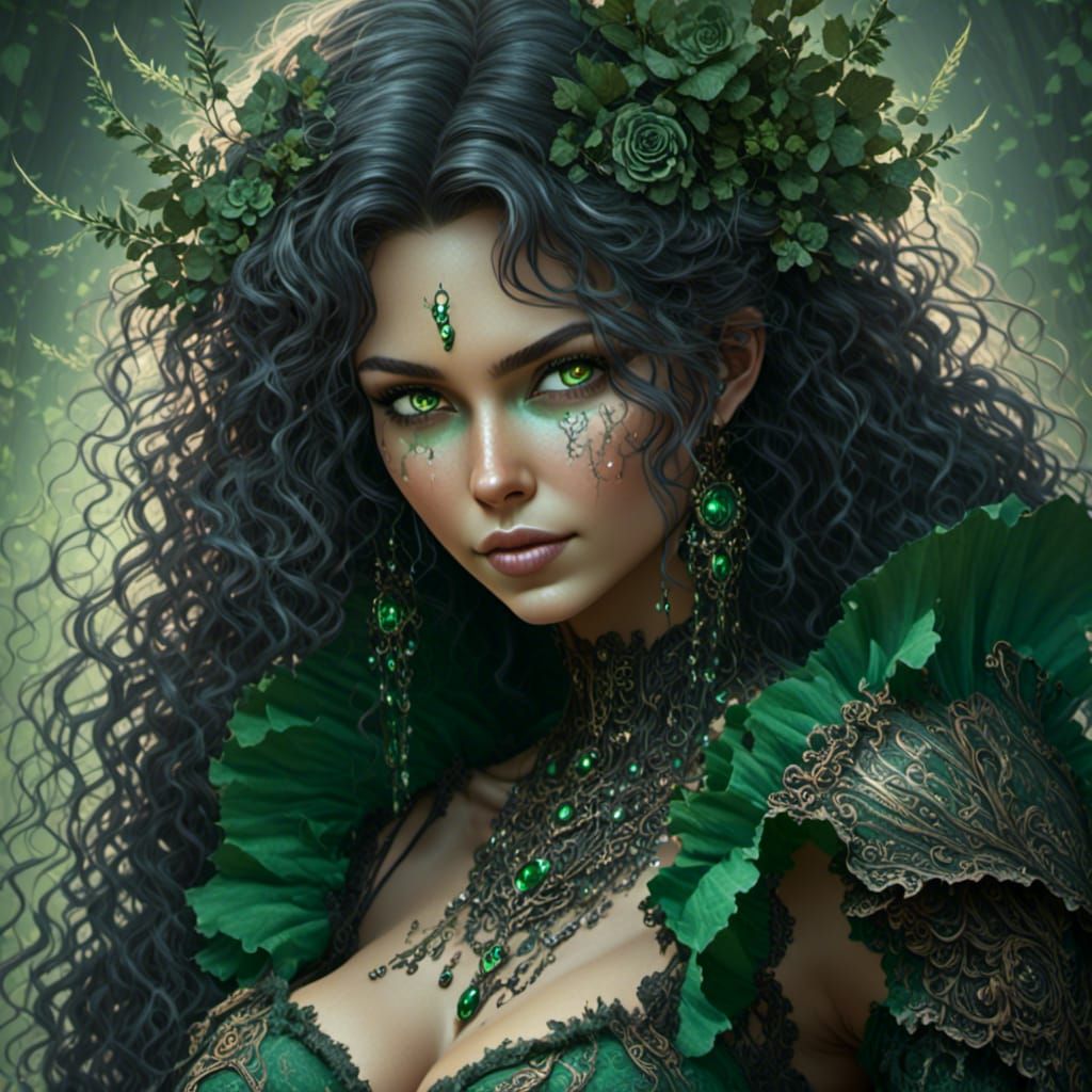 Steampunk Woman with Piercing Green Eyes