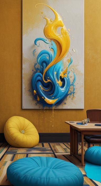 Surreal Classroom with Melting Furniture in Oil Painting Sty...