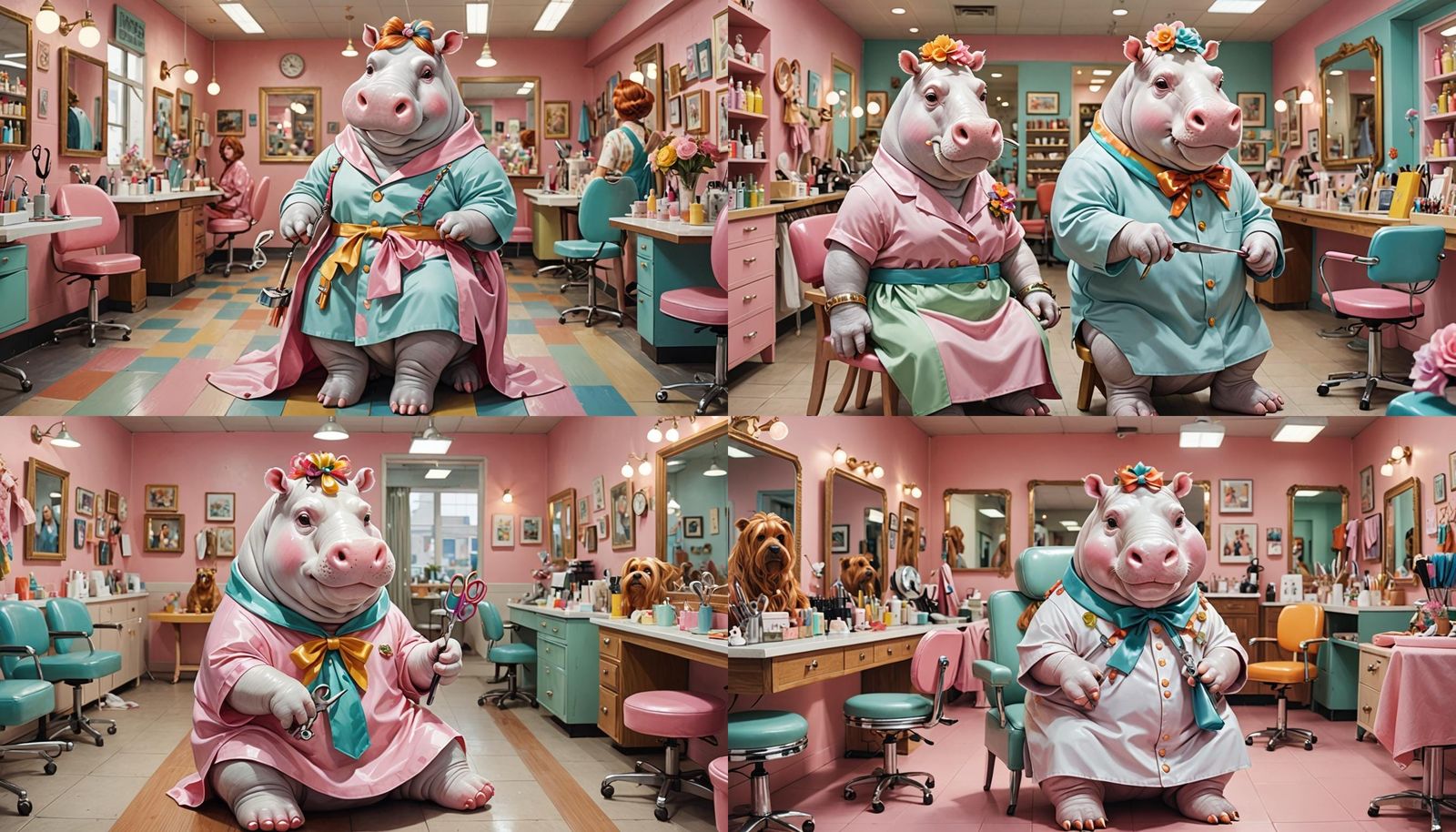Anime Hippo Hair Salon with Yorkie Client