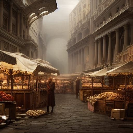 Epic Roman Market Digital Matte Painting