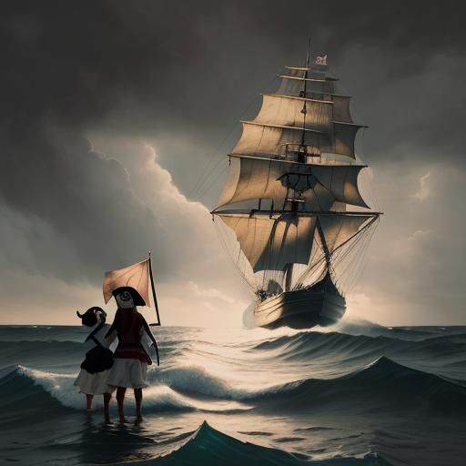 Children's Pirate Dream on a Stormy Shore