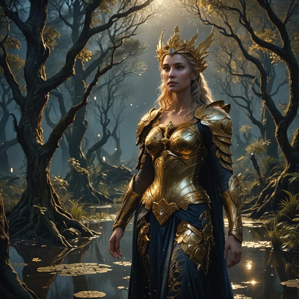 Aphrodite in Starry Swamp: Fantasy Concept Art