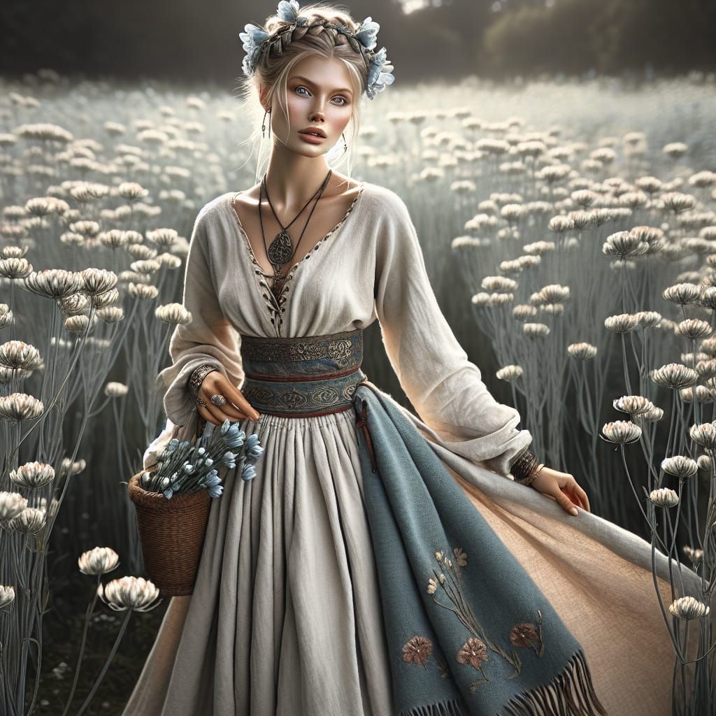 Latvian Flax Goddess in an Iron Age Field
