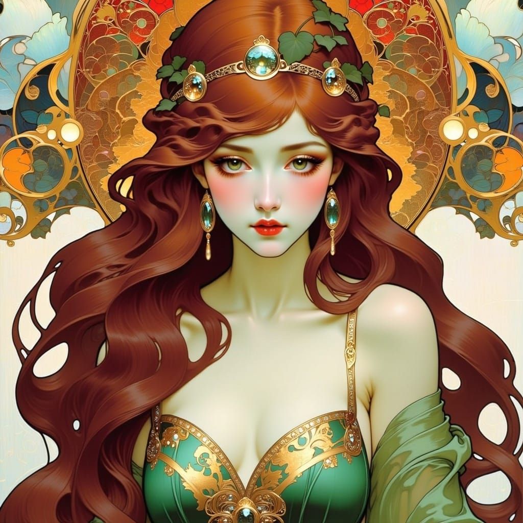 Elegant Lady in Art Nouveau Style