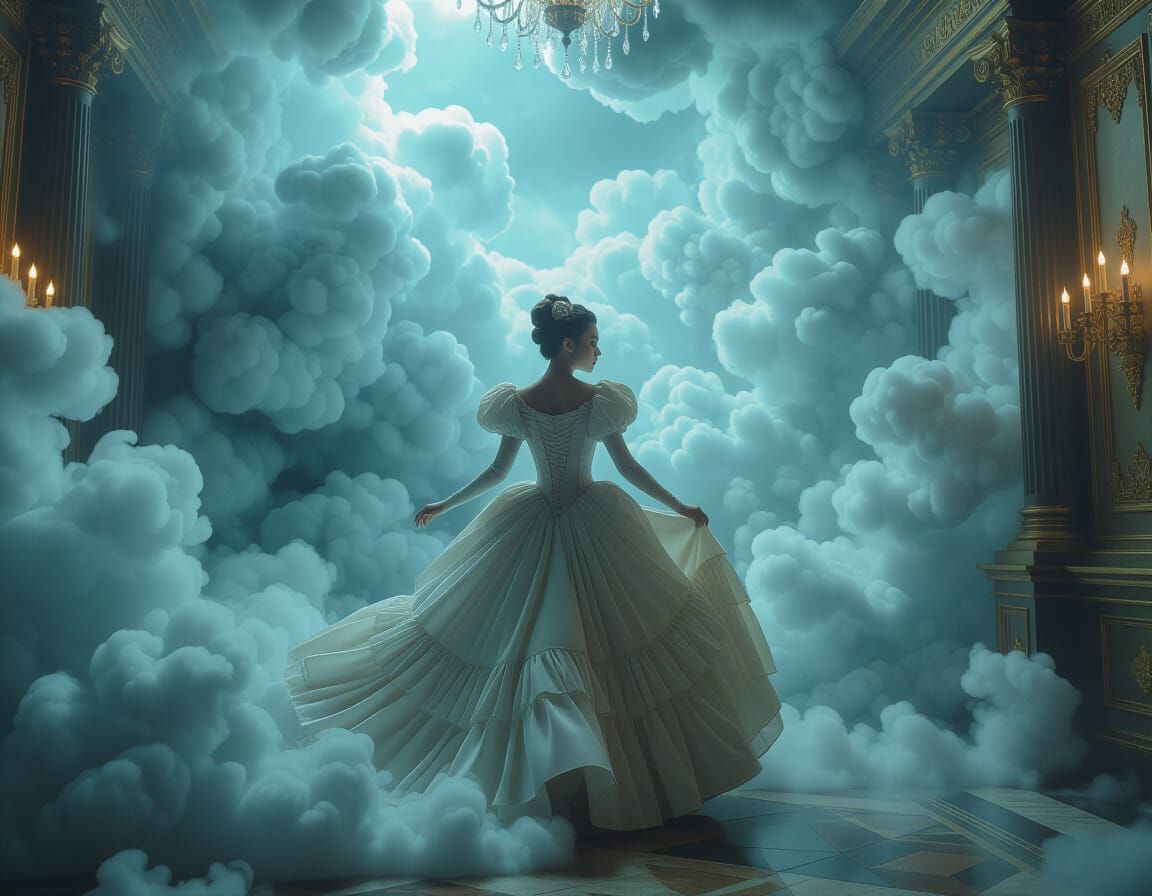 Woman in Storm Clouds, Surreal Dreamscape
