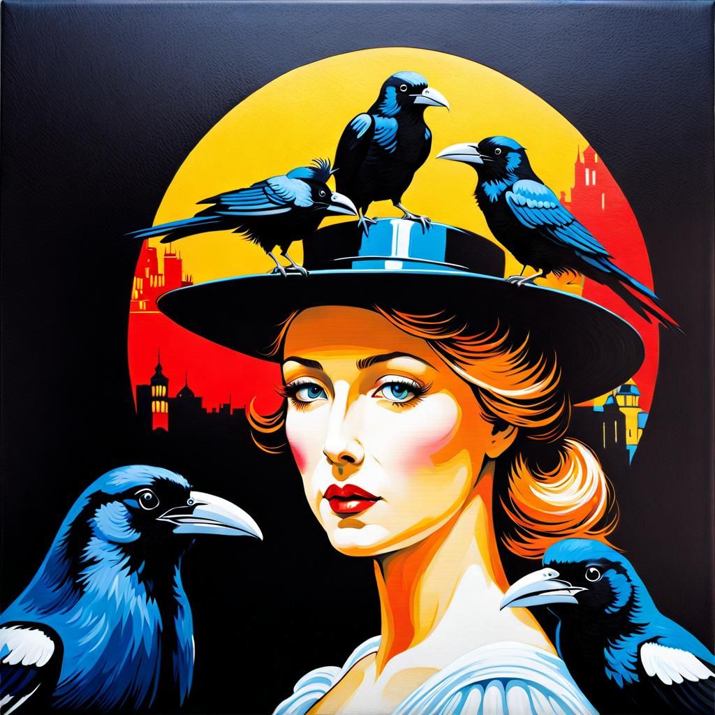 Android Ravens in Street Art Graffiti Style