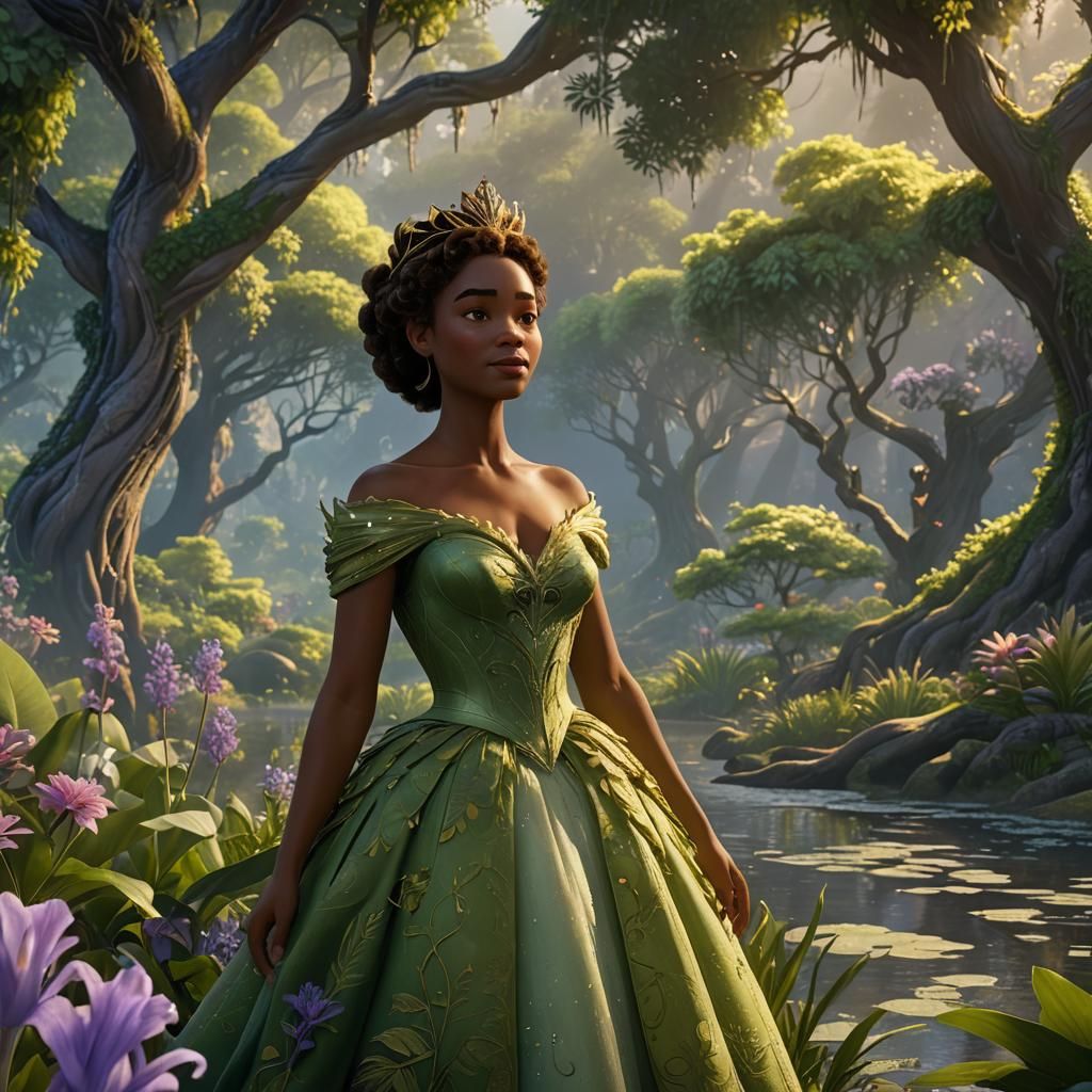 Disney Princess Tiana in a Lush Bayou