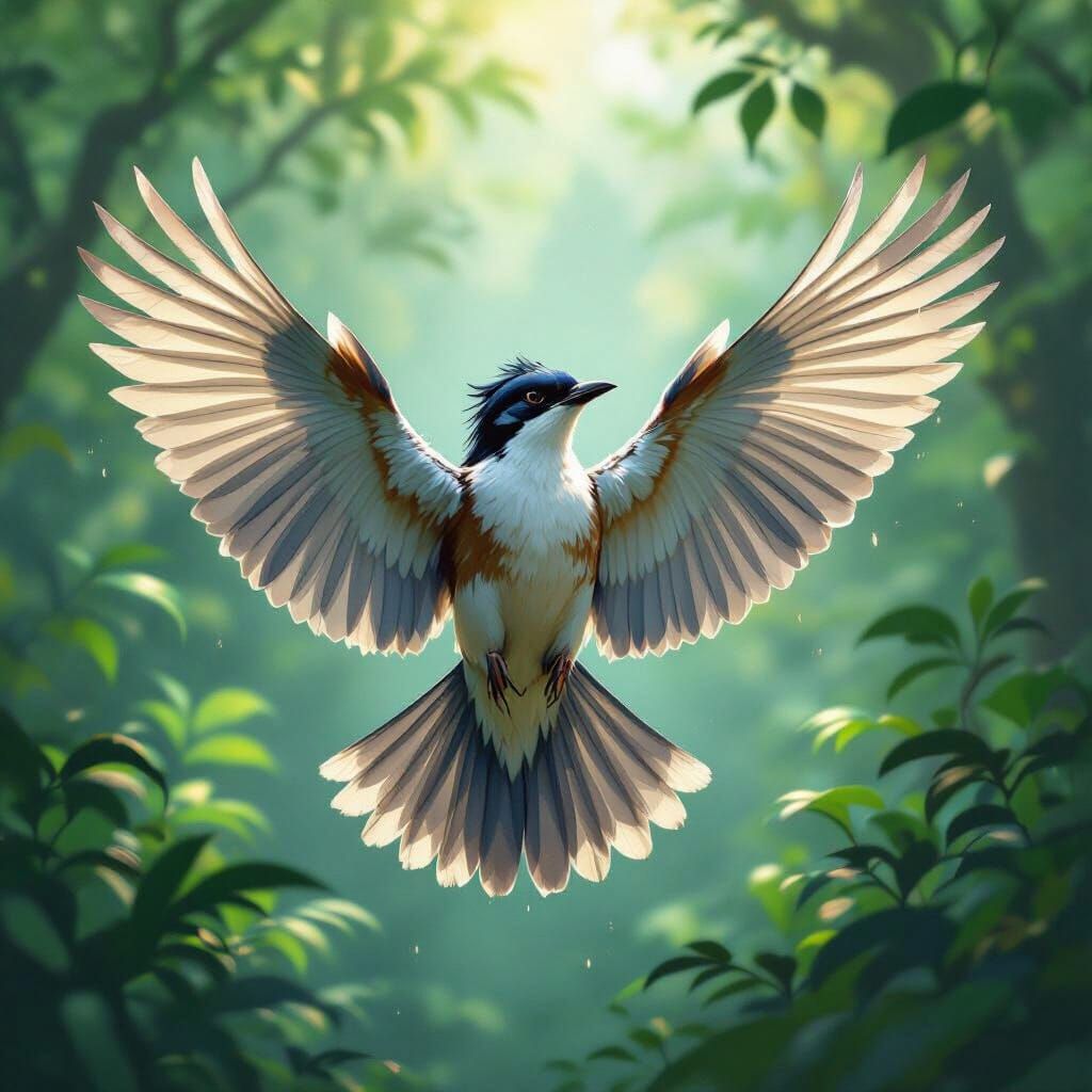 Majestic Bird Emerging from Forest, Audubon Style