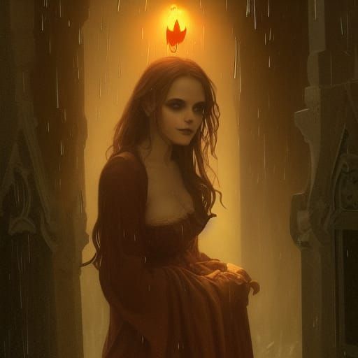 Eerie Gothic Cemetery Portrait with Jack O'Lantern