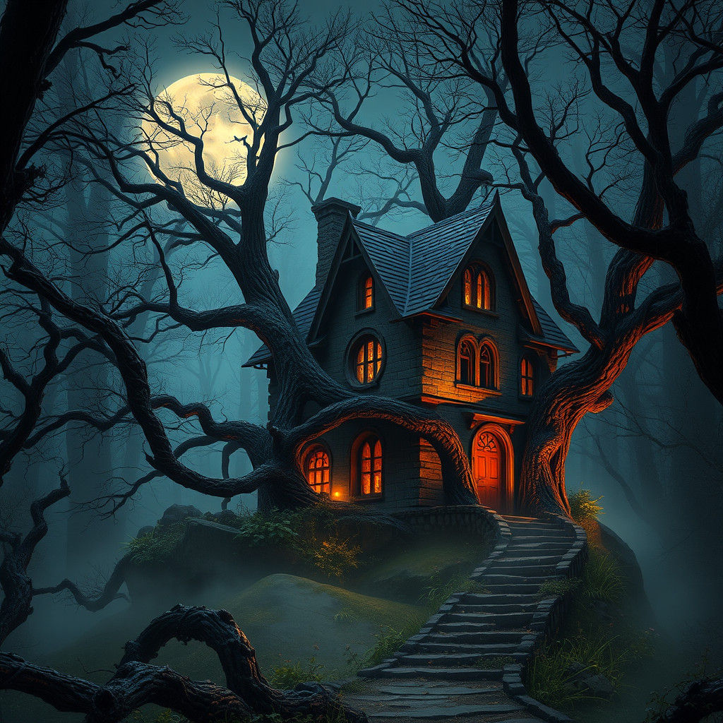 Mysterious House in Forest: Matte Painting Style