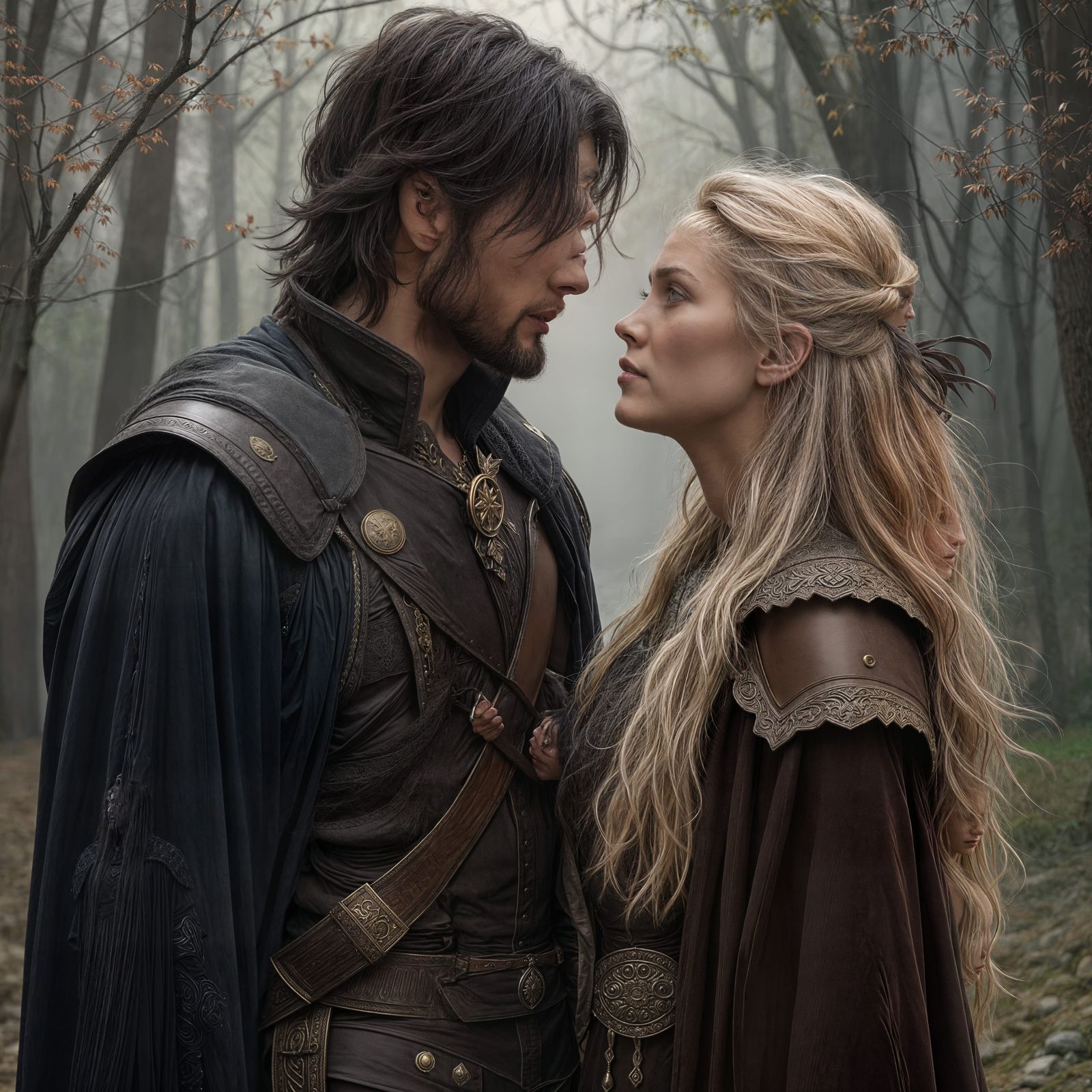 Germanic Vampire and Companion in Moonlit Intimacy