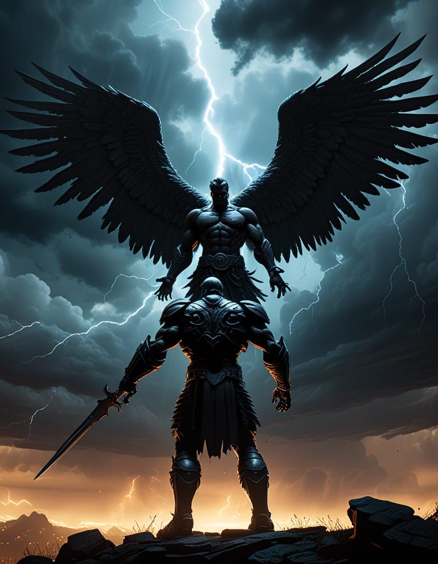 Epic Battle of Good vs Evil Angels in a Dramatic, Cinematic ...