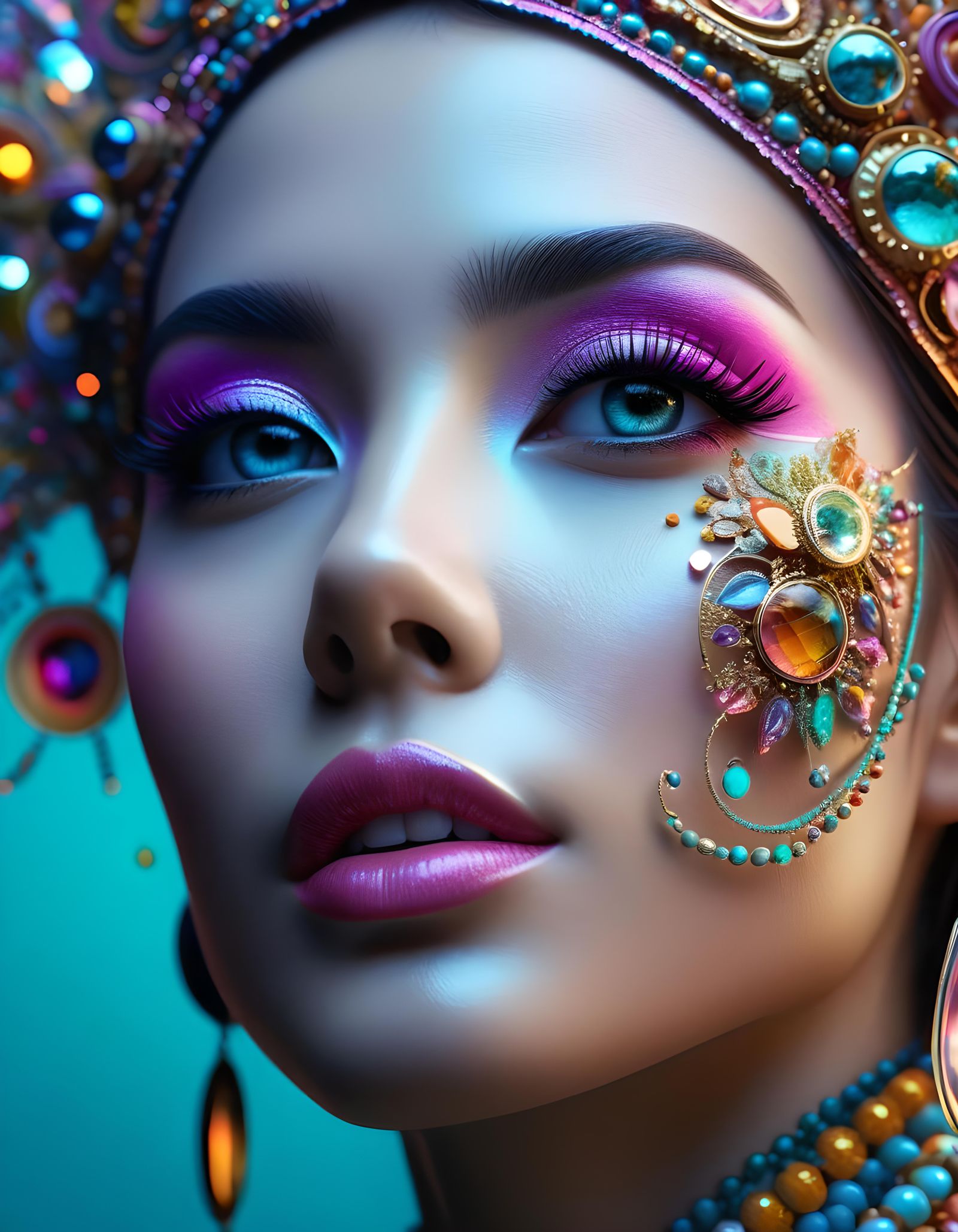 Mesmerizing Woman's Face in Pop Maximalism