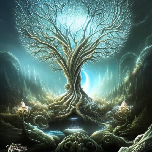 Luminescent Tree in Digital Fantasy Art